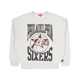 76ers Womens Logo Lt Crew 3.0 Grey Heather