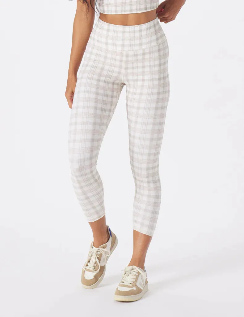 7/8 Sultry Leggings - Cream Plaid