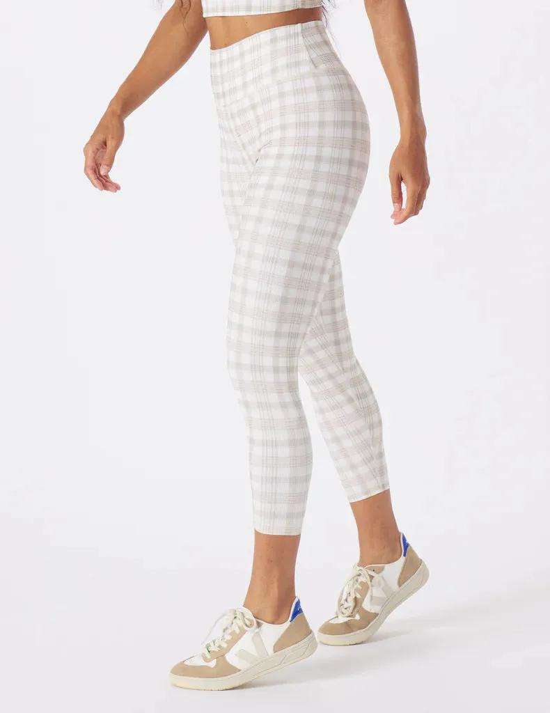 7/8 Sultry Leggings - Cream Plaid