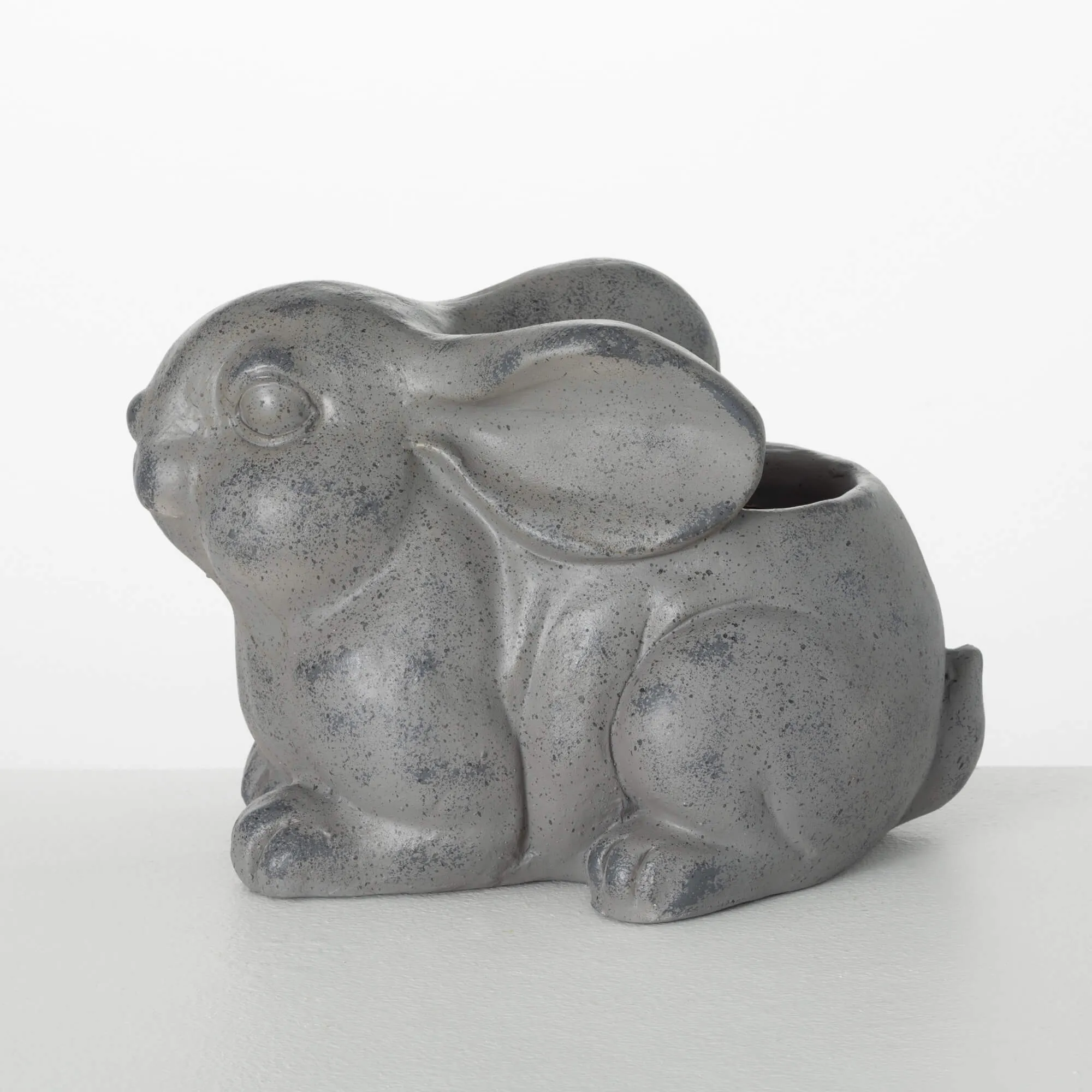 8.5"H Sullivans Charcoal Rabbit Planter, Gray