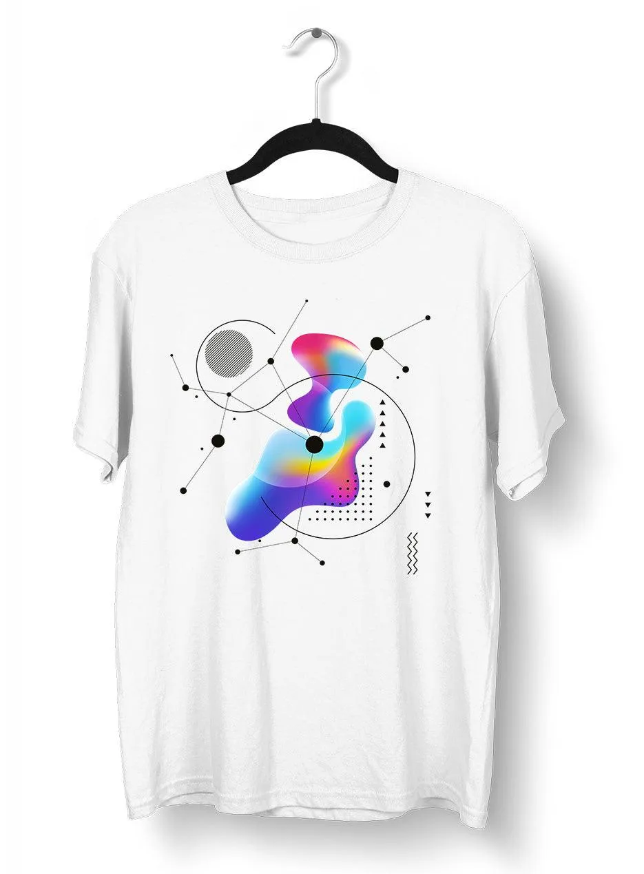 Abstract Colorful Gradient Mesh & Geometric Line Art Drawing T-Shirt