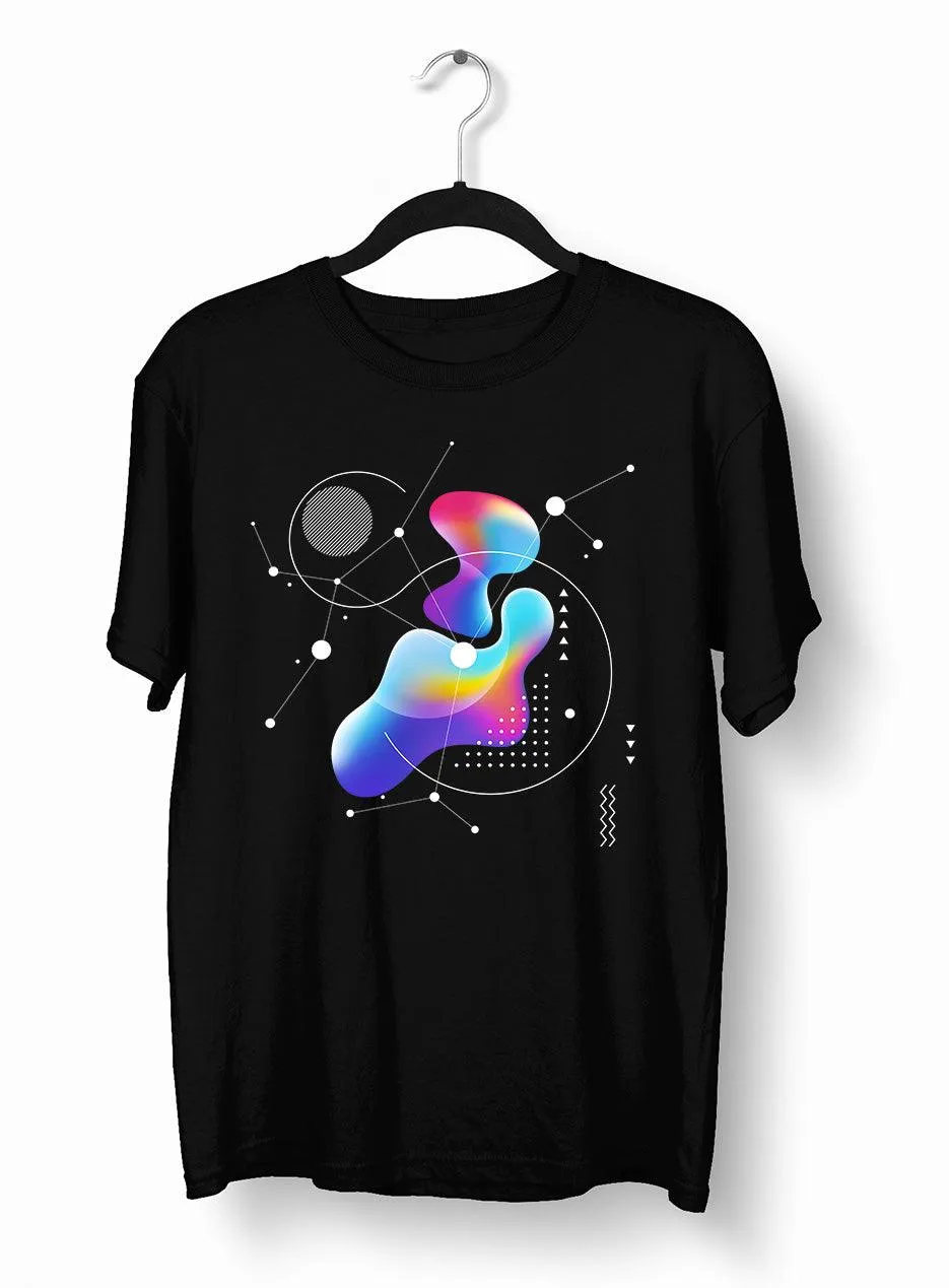 Abstract Colorful Gradient Mesh & Geometric Line Art Drawing T-Shirt