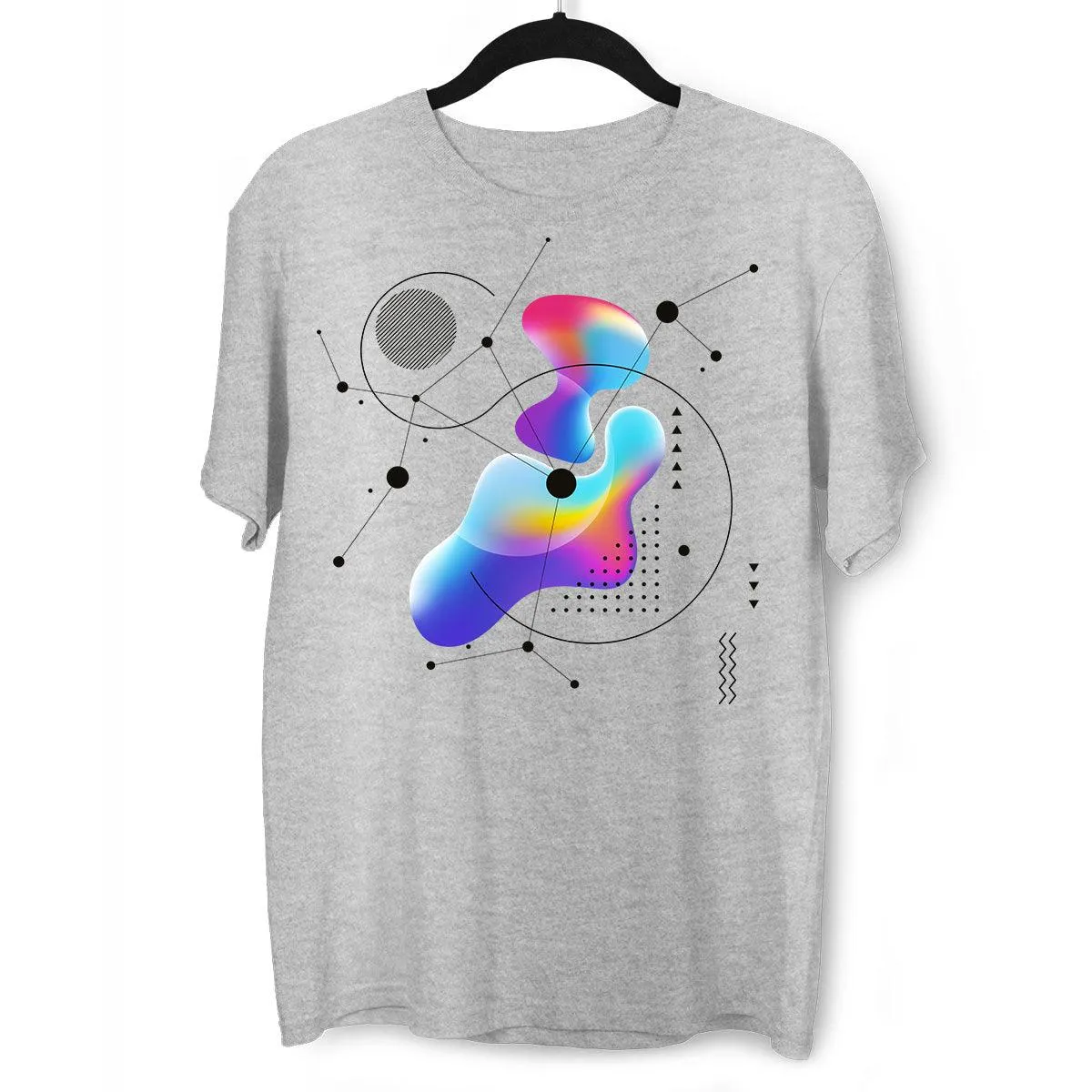 Abstract Colorful Gradient Mesh & Geometric Line Art Drawing T-Shirt