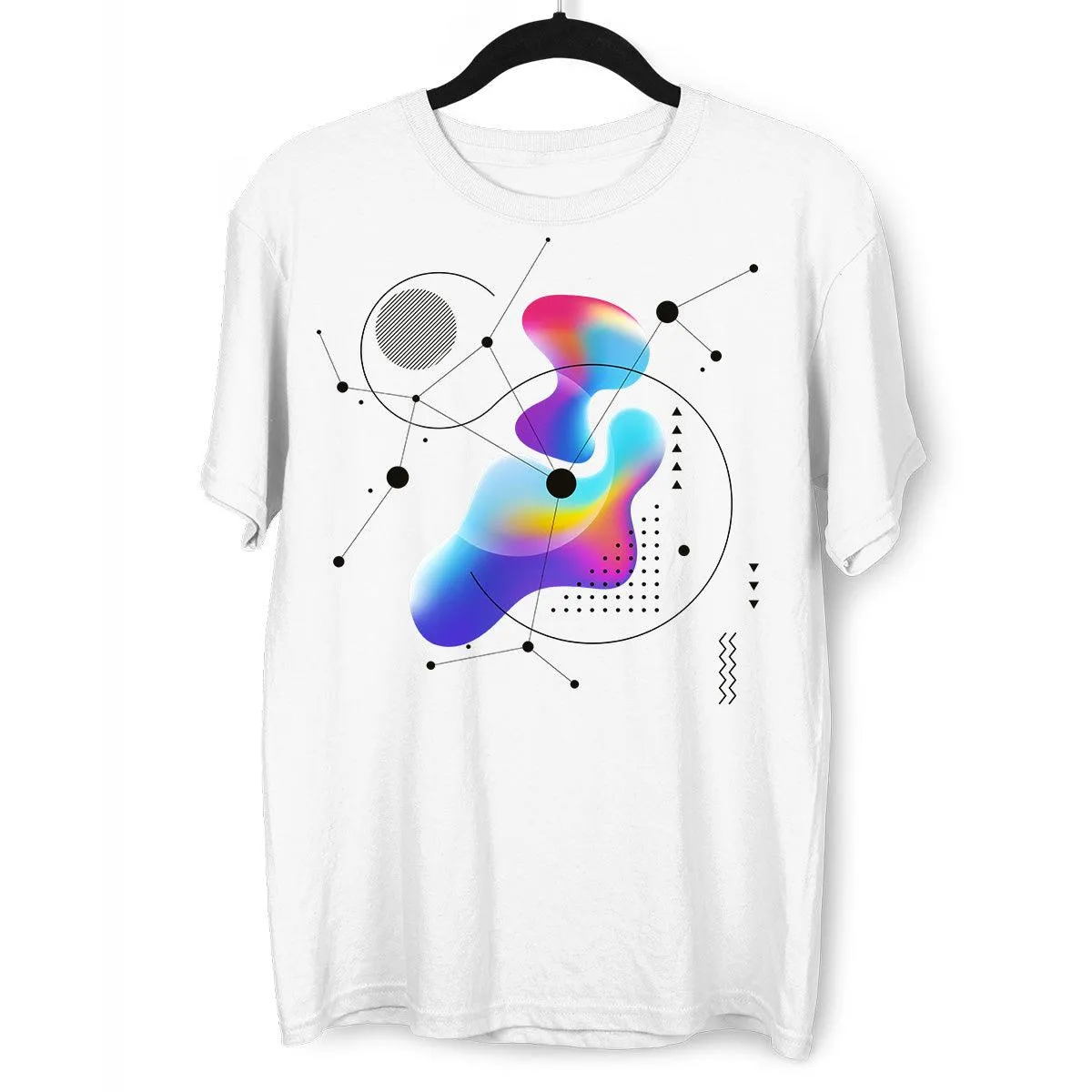 Abstract Colorful Gradient Mesh & Geometric Line Art Drawing T-Shirt