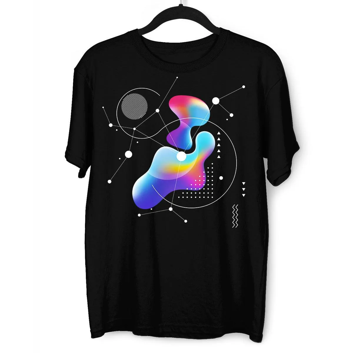 Abstract Colorful Gradient Mesh & Geometric Line Art Drawing T-Shirt