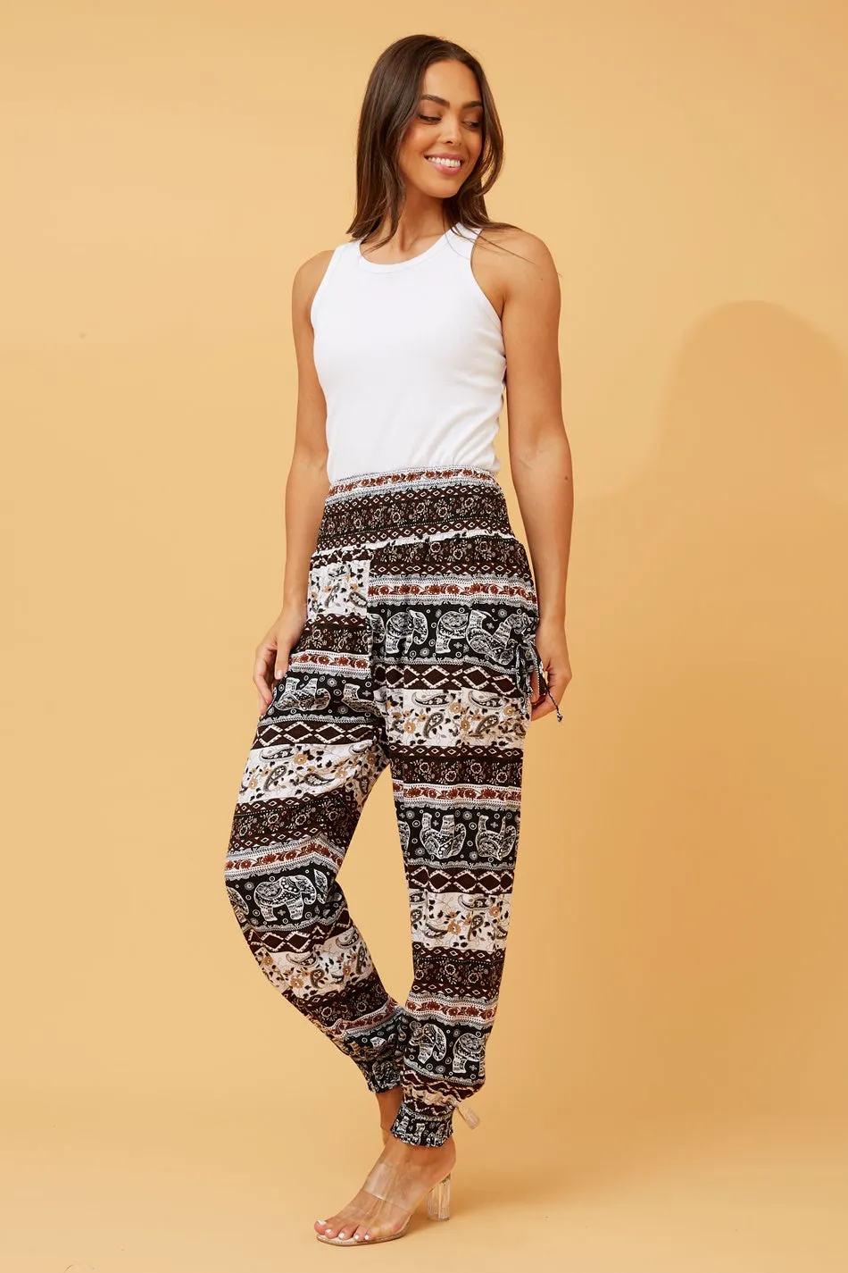 ABSTRACT PRINT BOHO HAREM PANTS