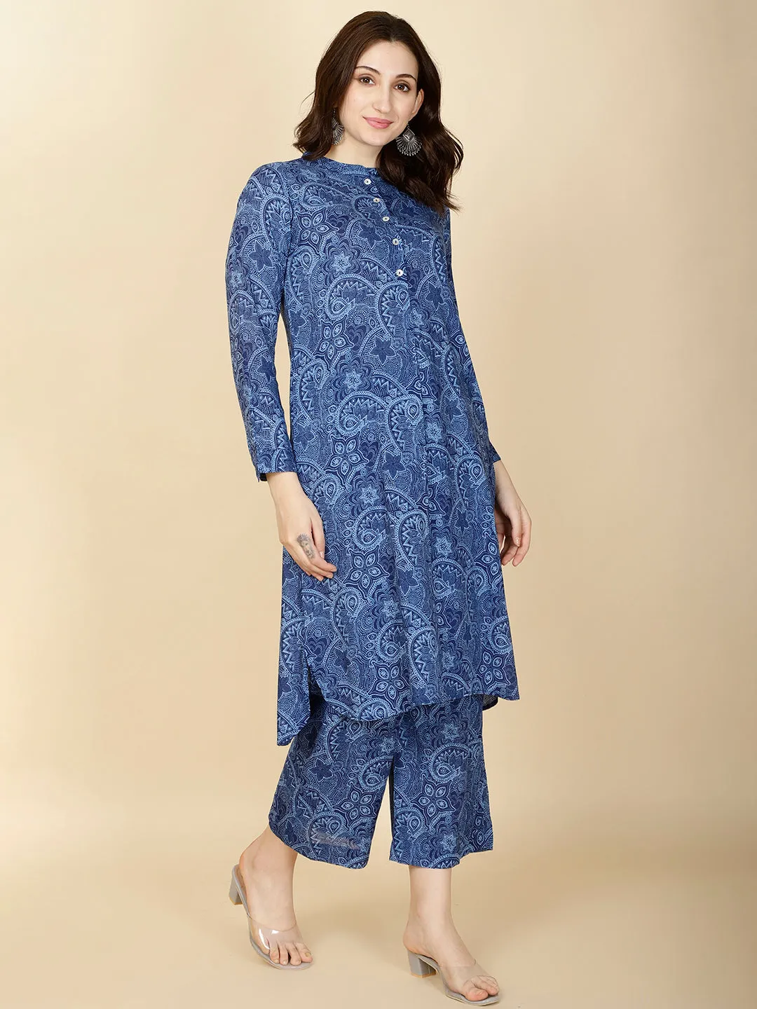 Abstract Printed Cotton Kurta With Pants