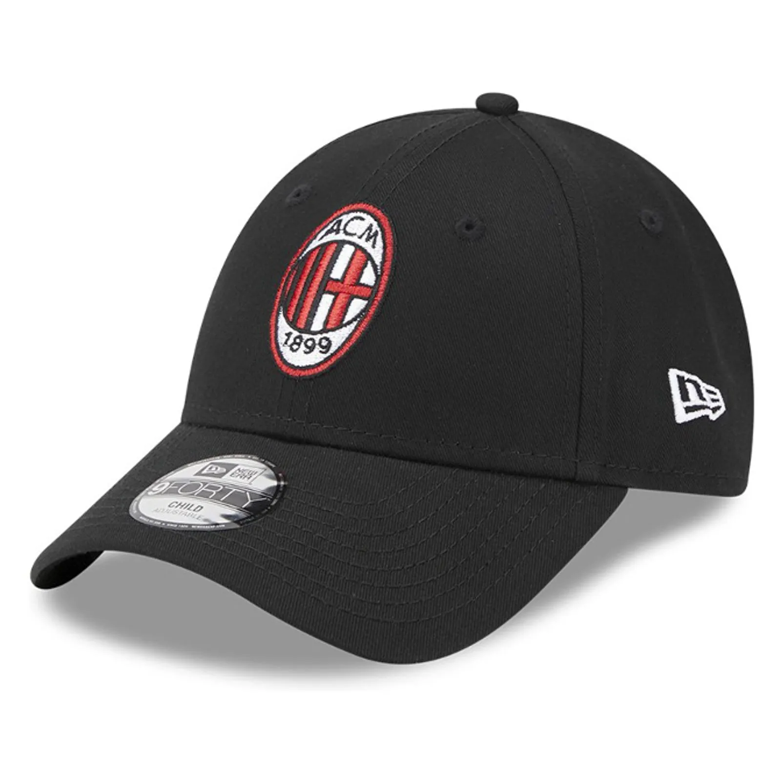 AC Milan Kids Black 9Forty Cap Cloth Strap Adjustable Football (Soccer) By New Era