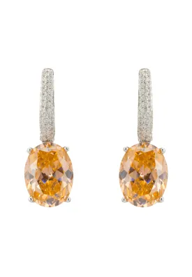 Alexandra Oval Drop Earrings Silver Peach Quartz