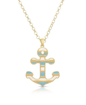 Anchor Pendant (Blue and White Stripes)