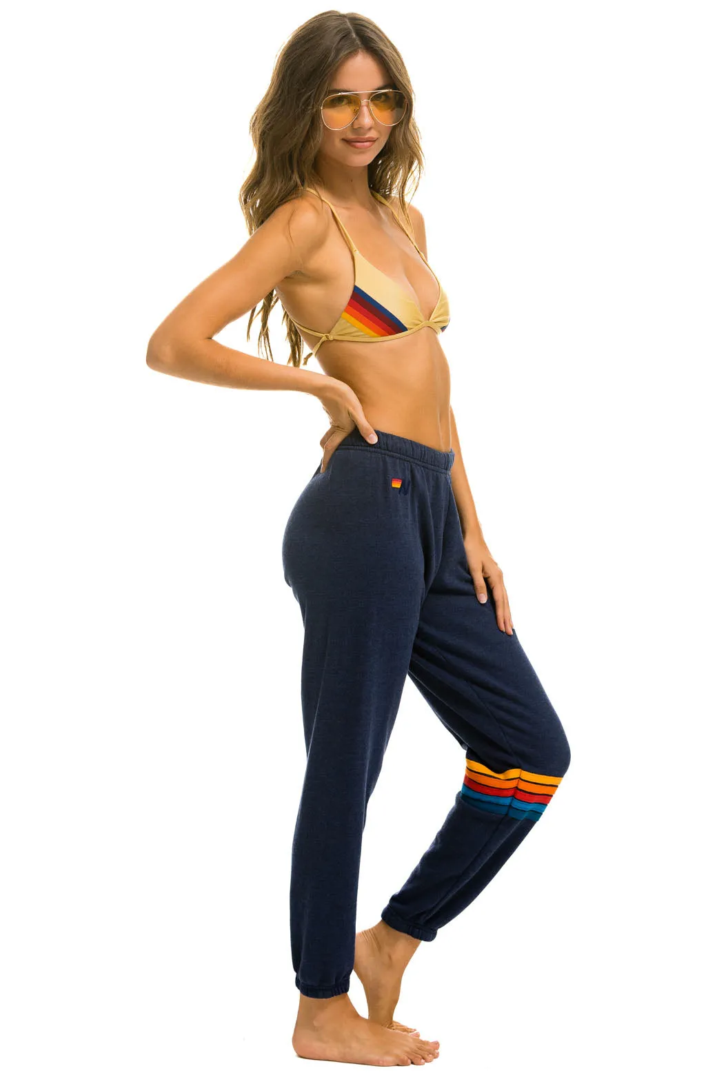 Aviator Nation Rainbow Stitch Sweatpants ~ Navy