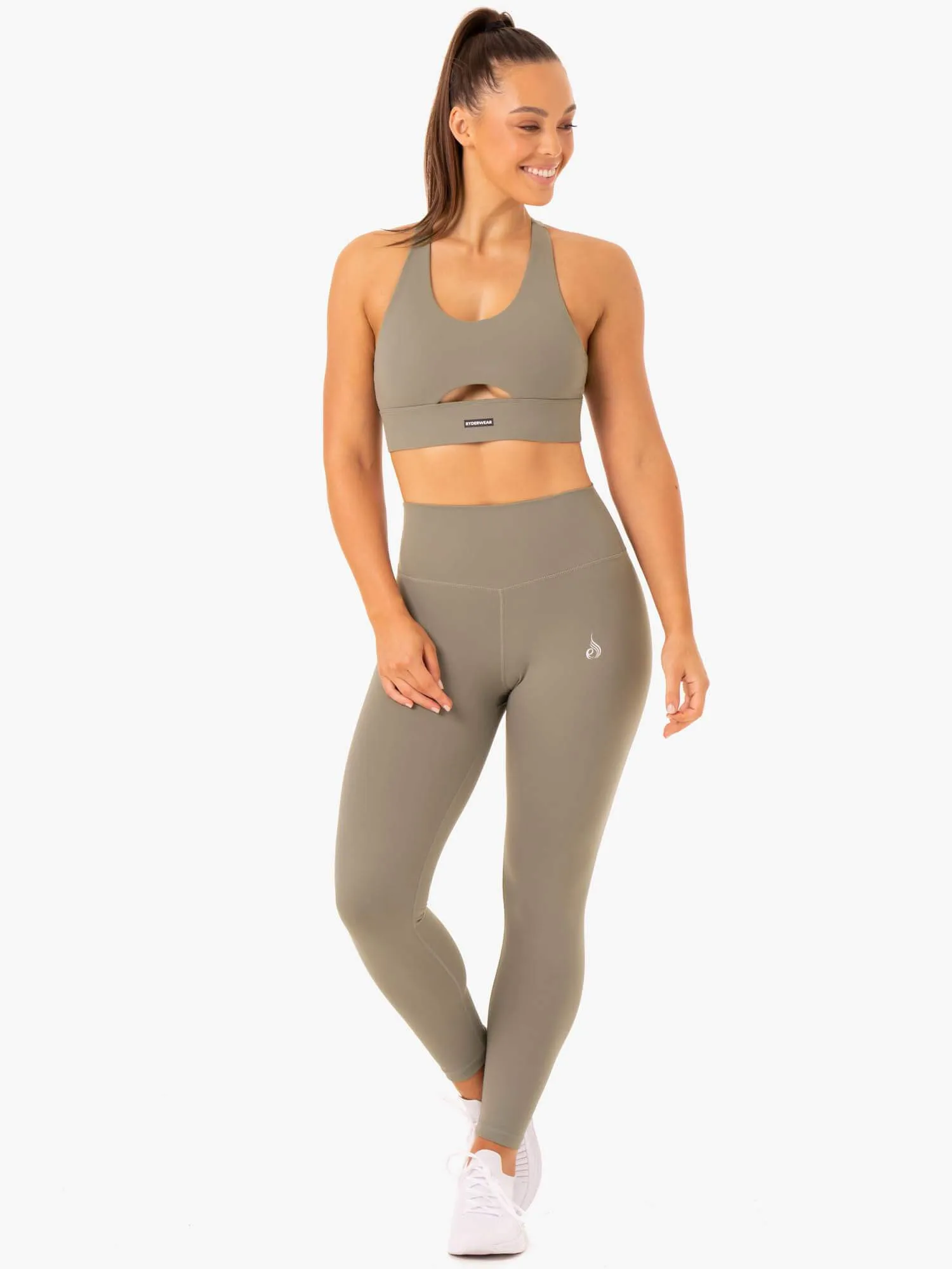 Base Full Length High Waisted Leggings - Khaki