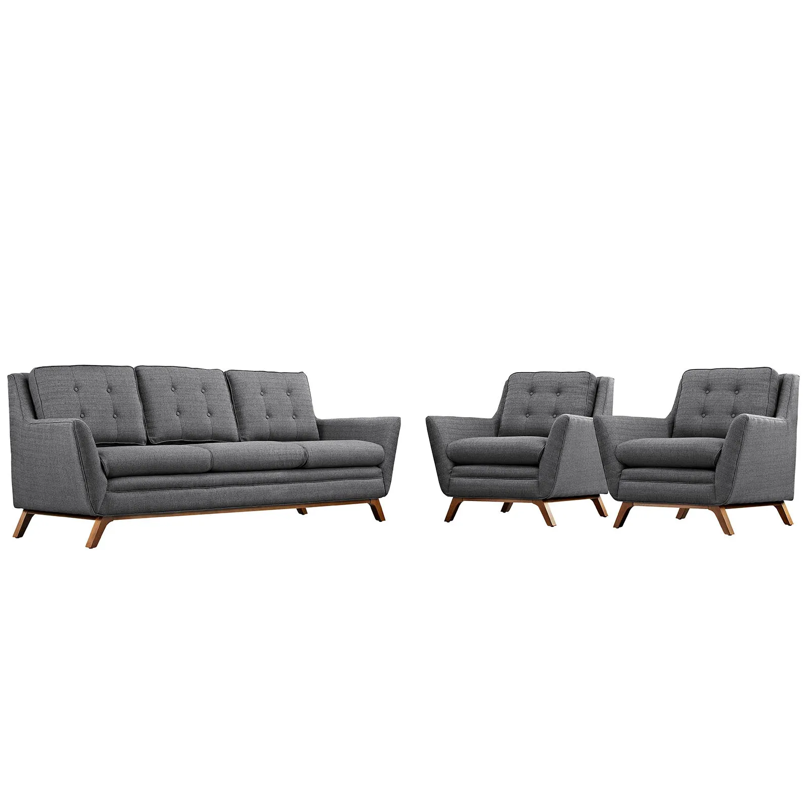 Beguile 3 Piece Upholstered Fabric Living Room Set By Modway - EEI-2184 - Gray