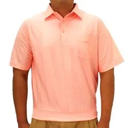 Big and Tall Tone on Tone Textured Knit Short Sleeve Banded Bottom Shirt - 6010-16BT - Melon