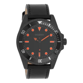 Black OOZOO watch with black leather strap - C11119