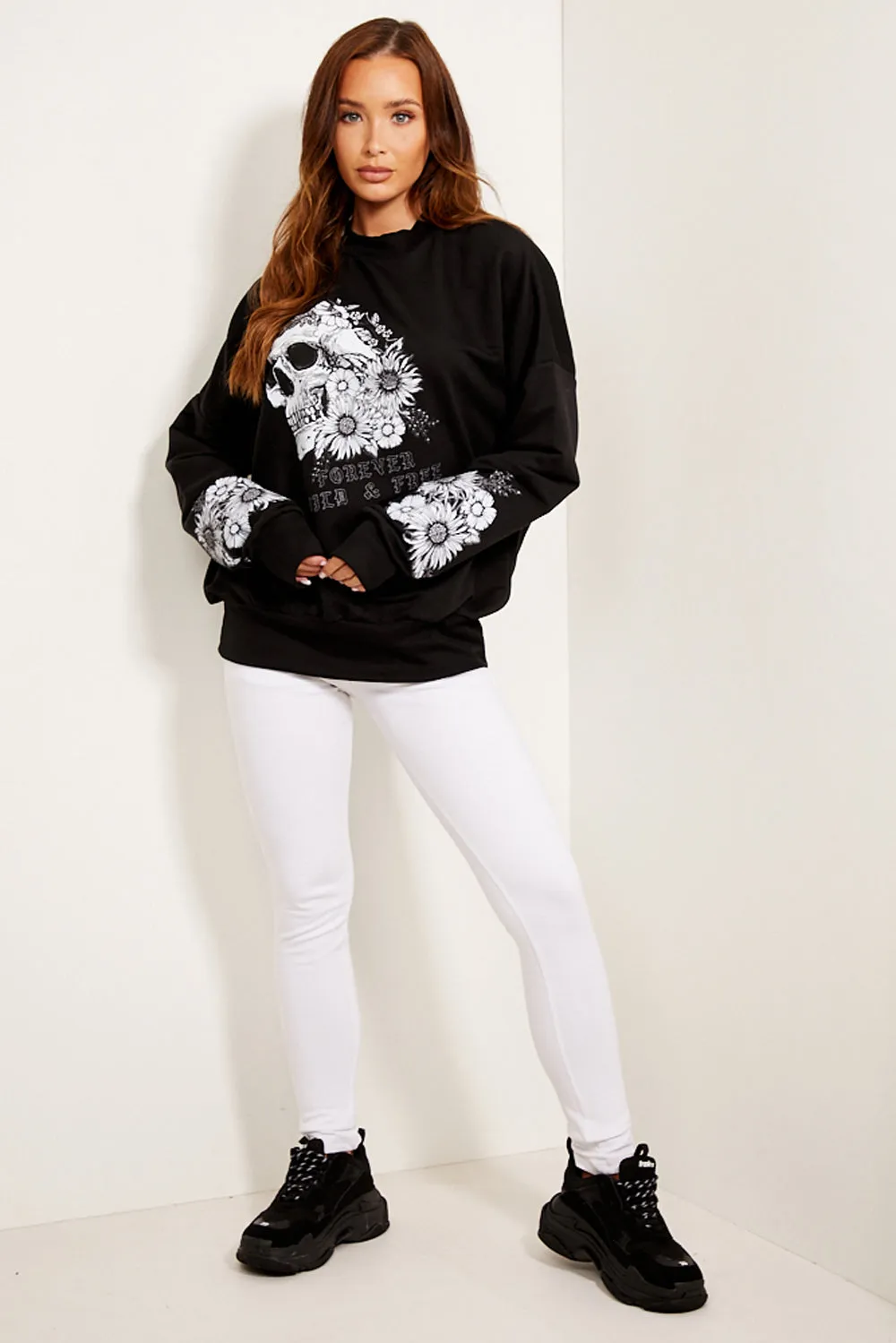 Black Wild & Free Slogan Graphic Jumper