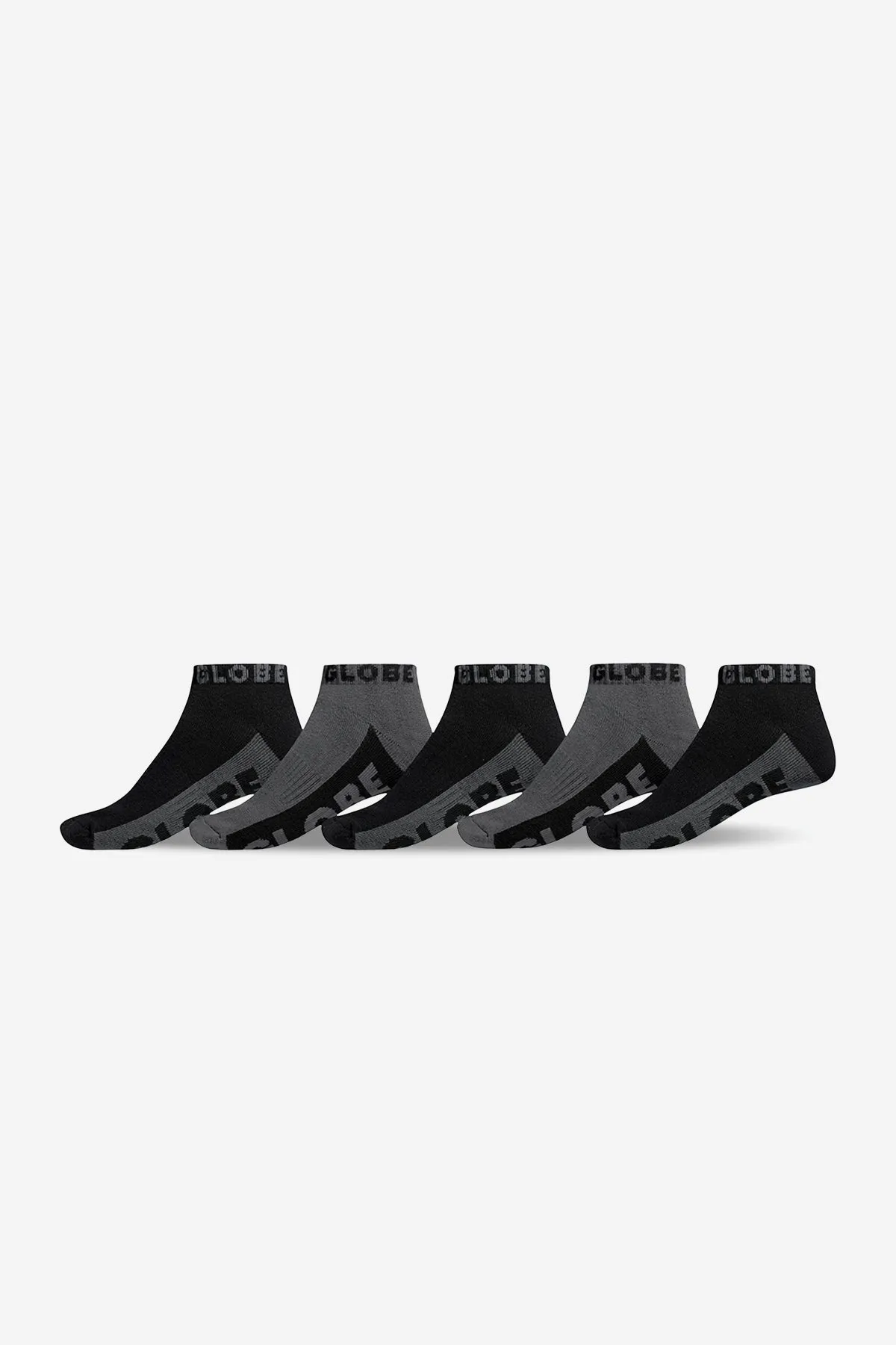 Black/Grey Ankle Sock 5 Pack - Black