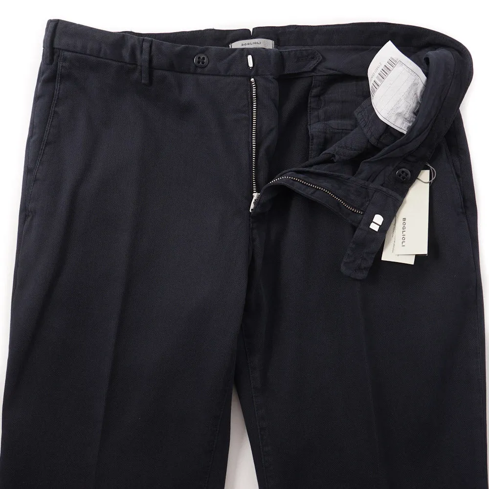 Boglioli Slim-Fit Cotton Chinos in Patterned Navy Blue