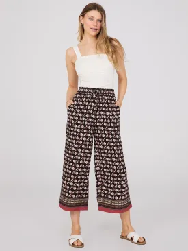 Border Print Gaucho Pants