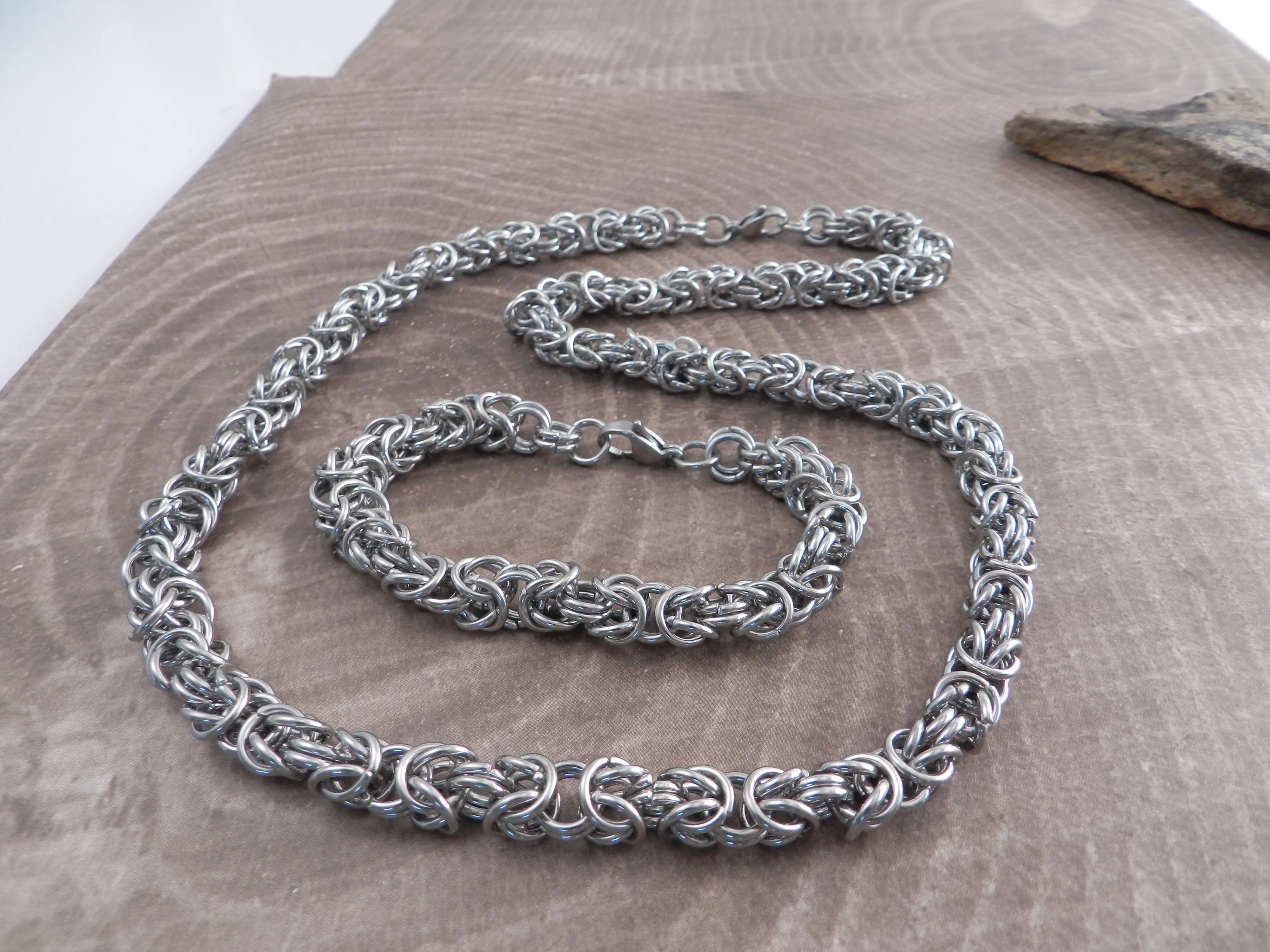 Byzantine Rope Chain Stainless Steel Set