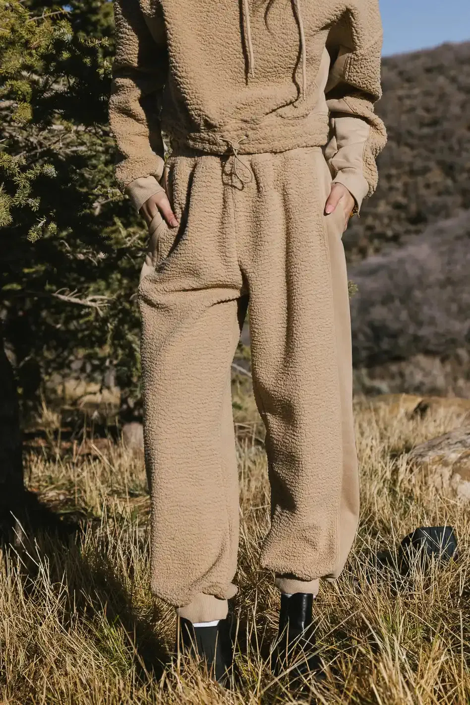 Callie Sherpa Joggers in Camel - FINAL SALE