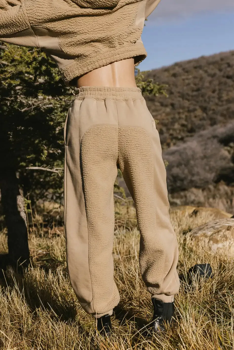 Callie Sherpa Joggers in Camel - FINAL SALE