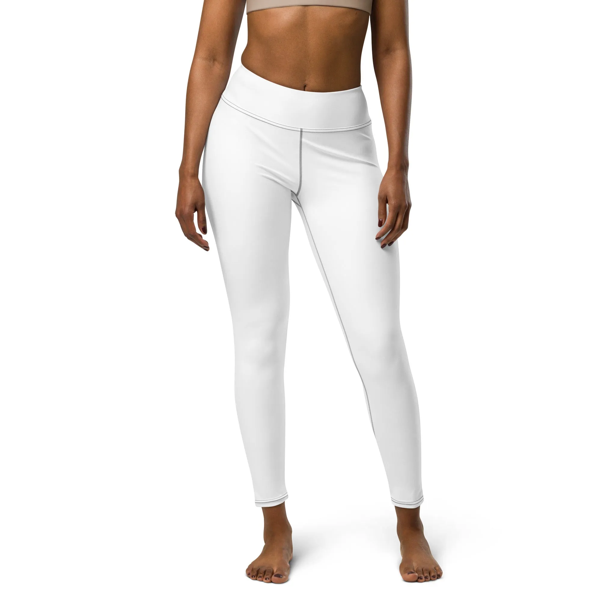 Chic Comfort: Women's Solid Color Workout Yoga Pants - Snow