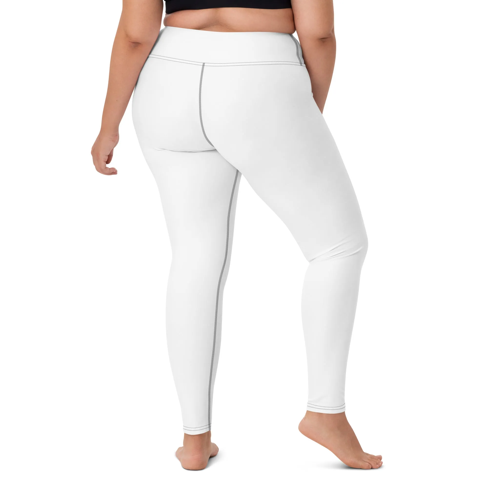 Chic Comfort: Women's Solid Color Workout Yoga Pants - Snow