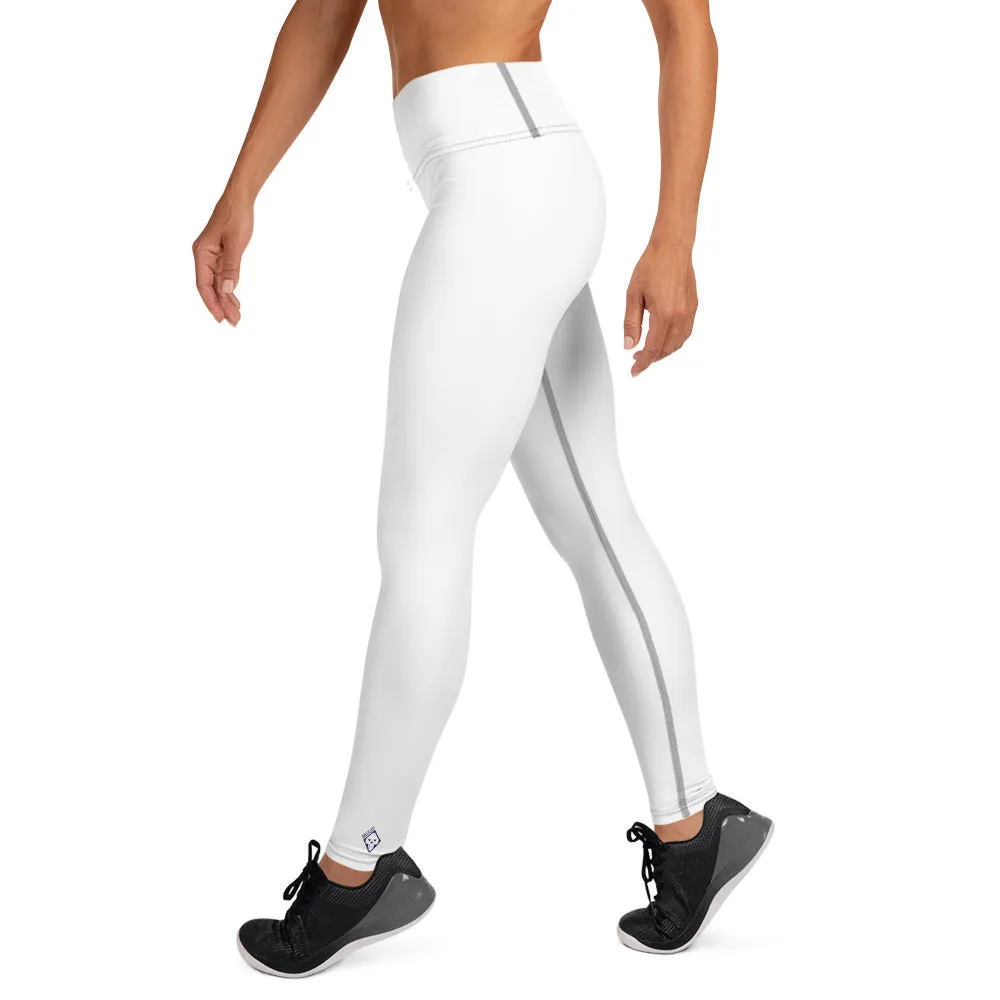 Chic Comfort: Women's Solid Color Workout Yoga Pants - Snow