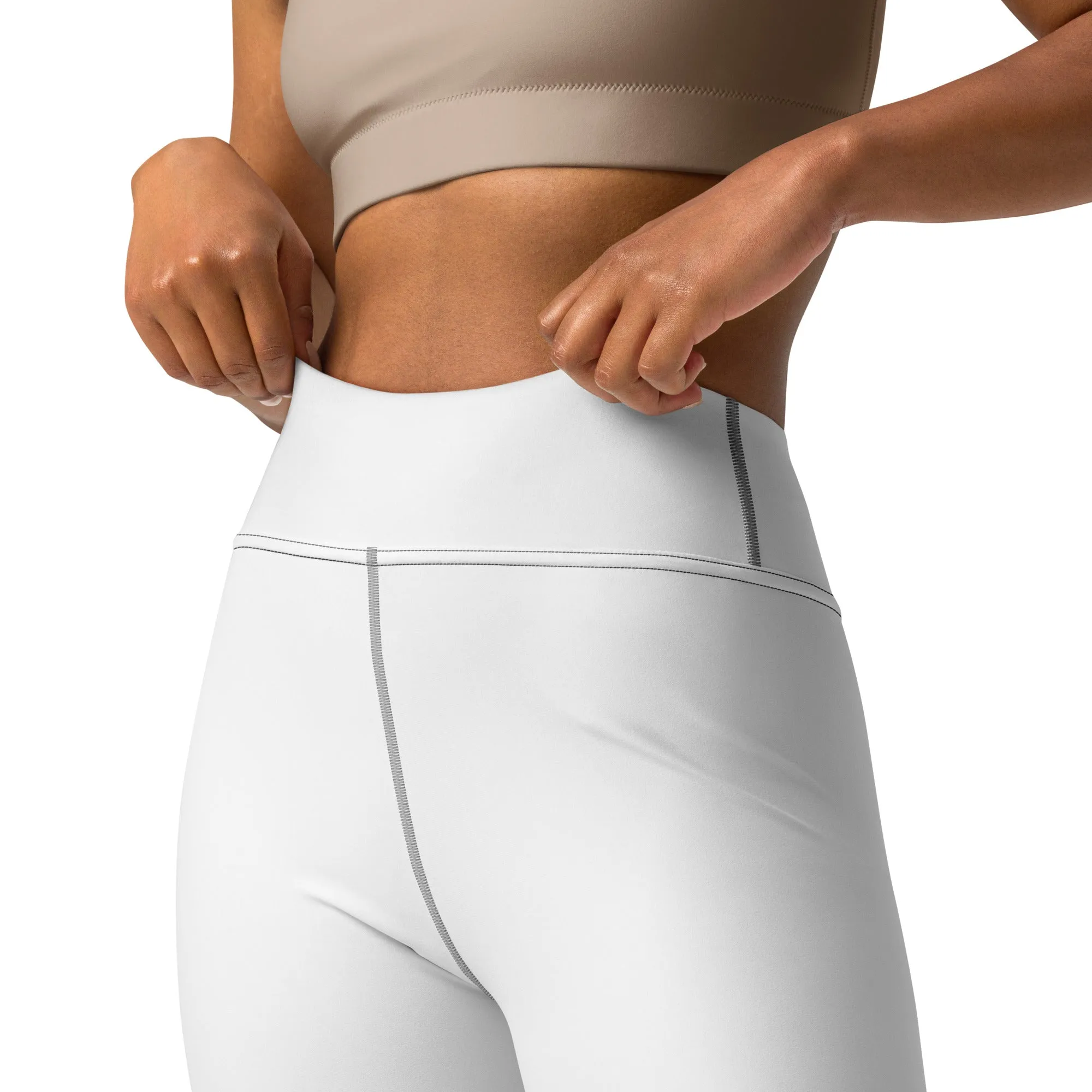 Chic Comfort: Women's Solid Color Workout Yoga Pants - Snow