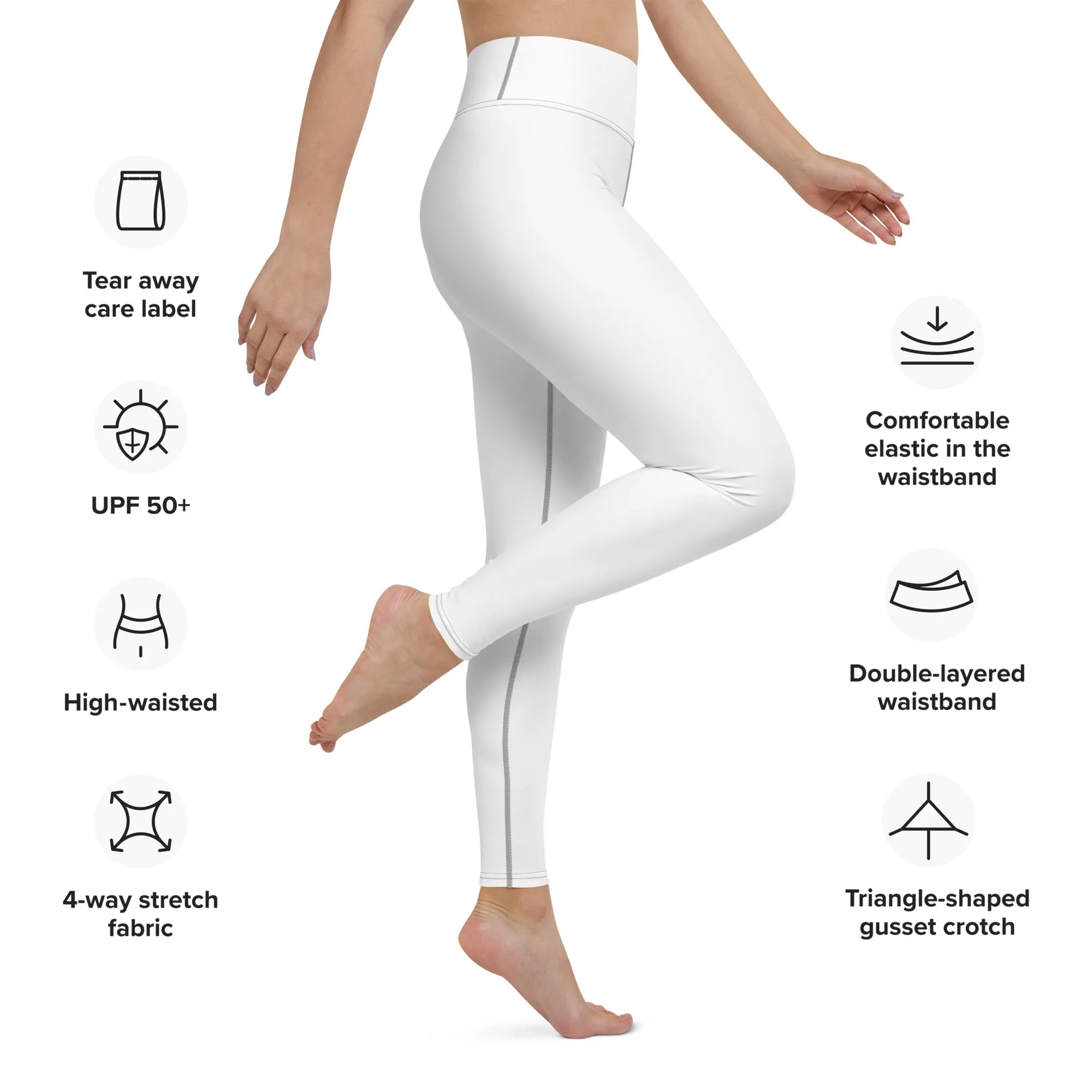 Chic Comfort: Women's Solid Color Workout Yoga Pants - Snow