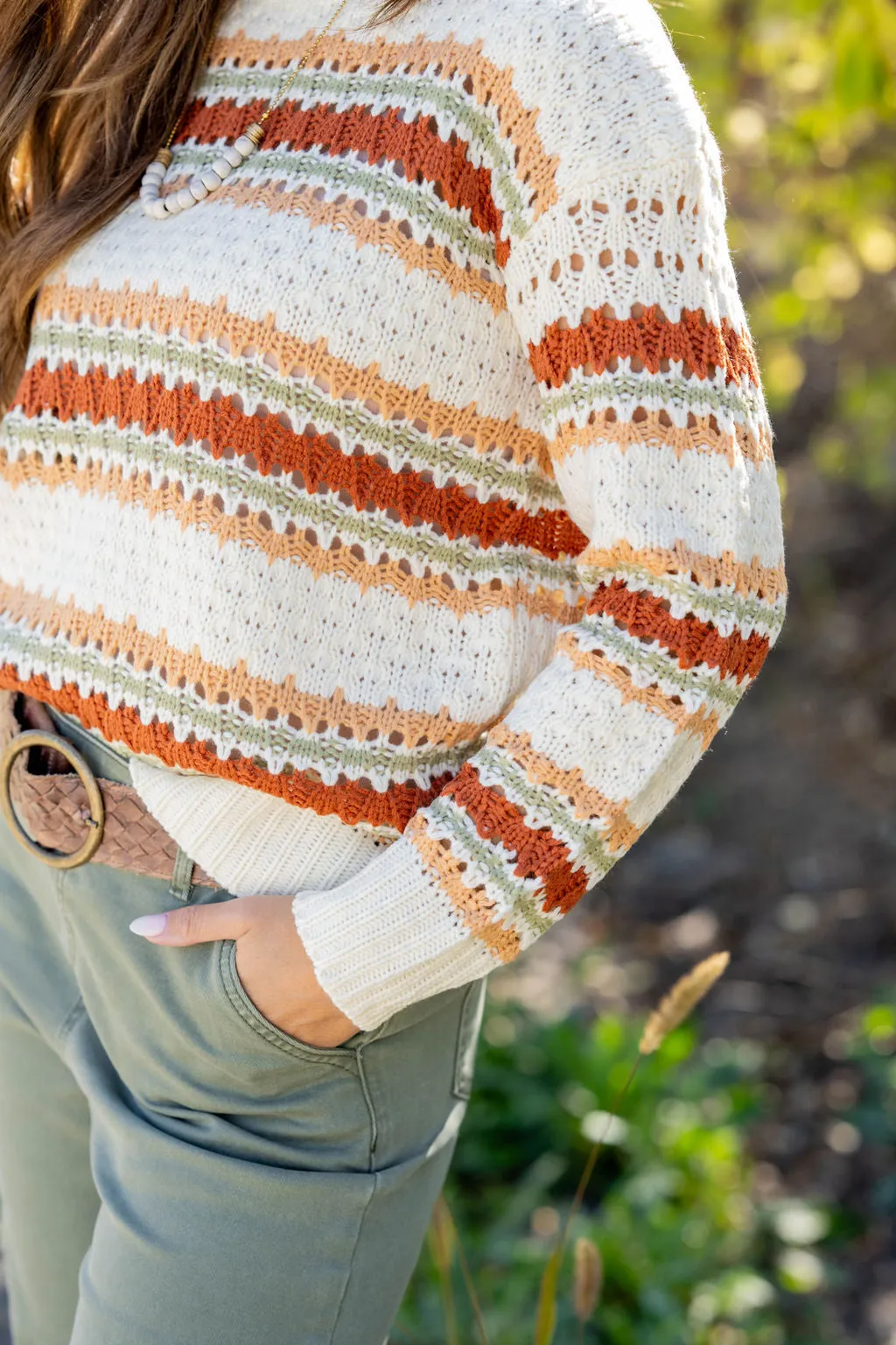 Chic Striped Woven Sweater