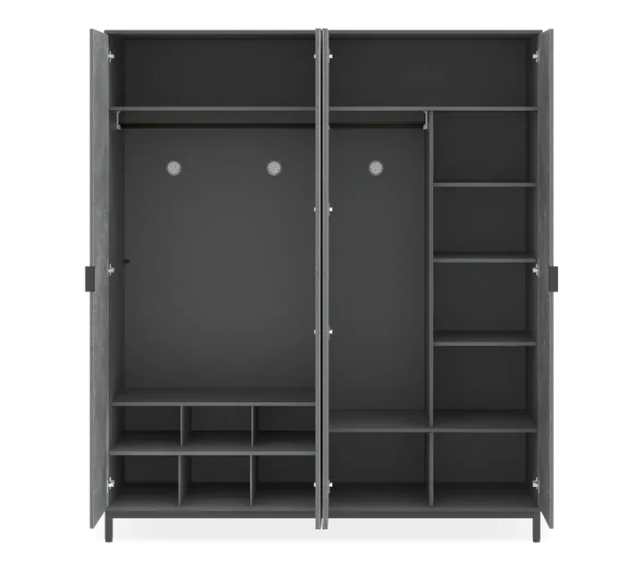 Cilek Space Gray 4 Doors Wardrobe