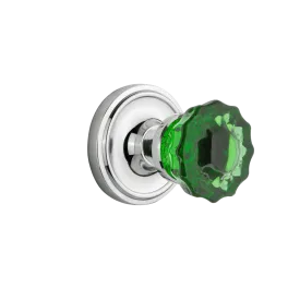 Classic Rosette with Emerald Crystal Knob in Bright Chrome