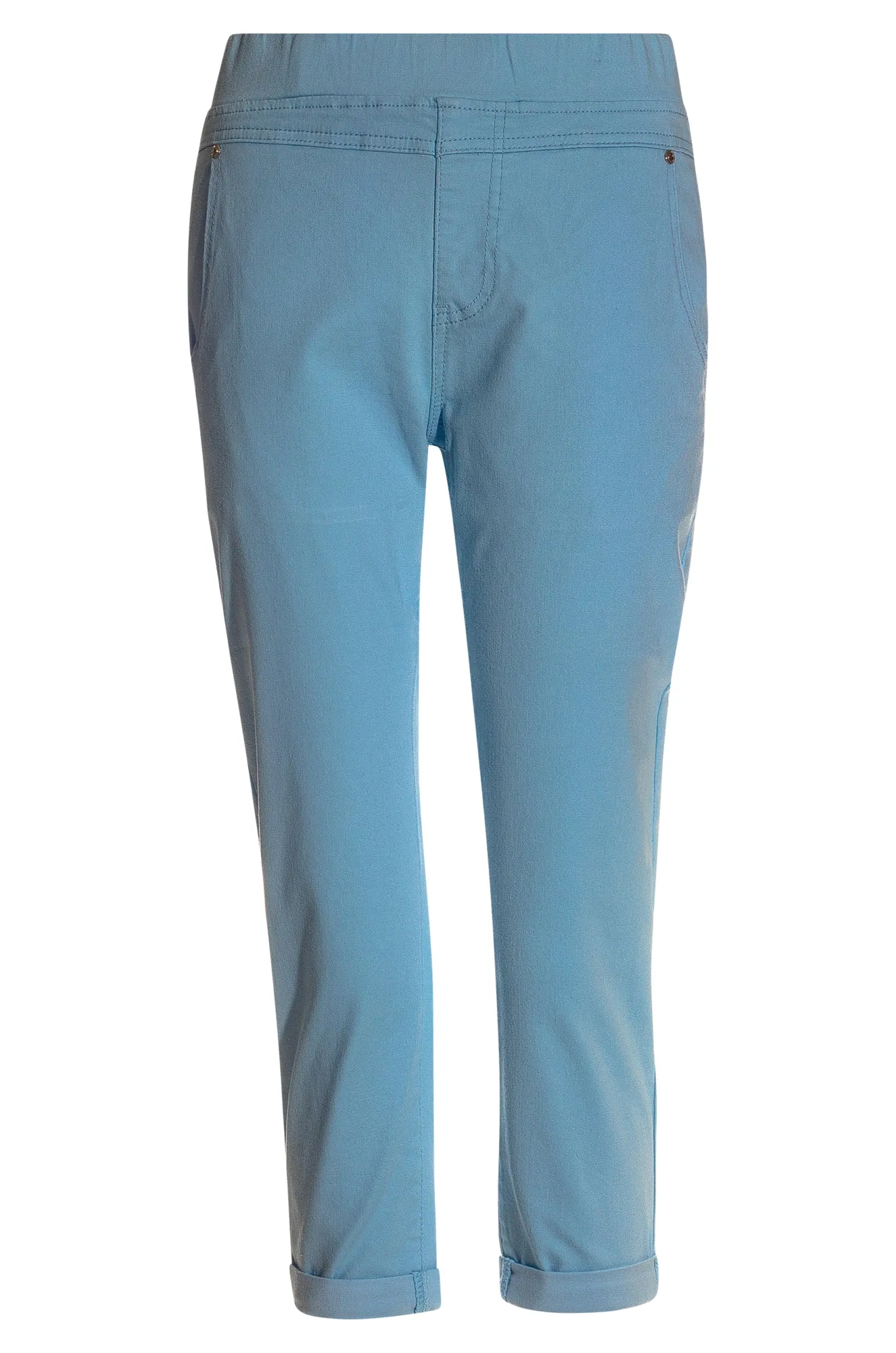 Coloured Cotton Blend Mid Calf Pant | ICE BLUE | 6922YY