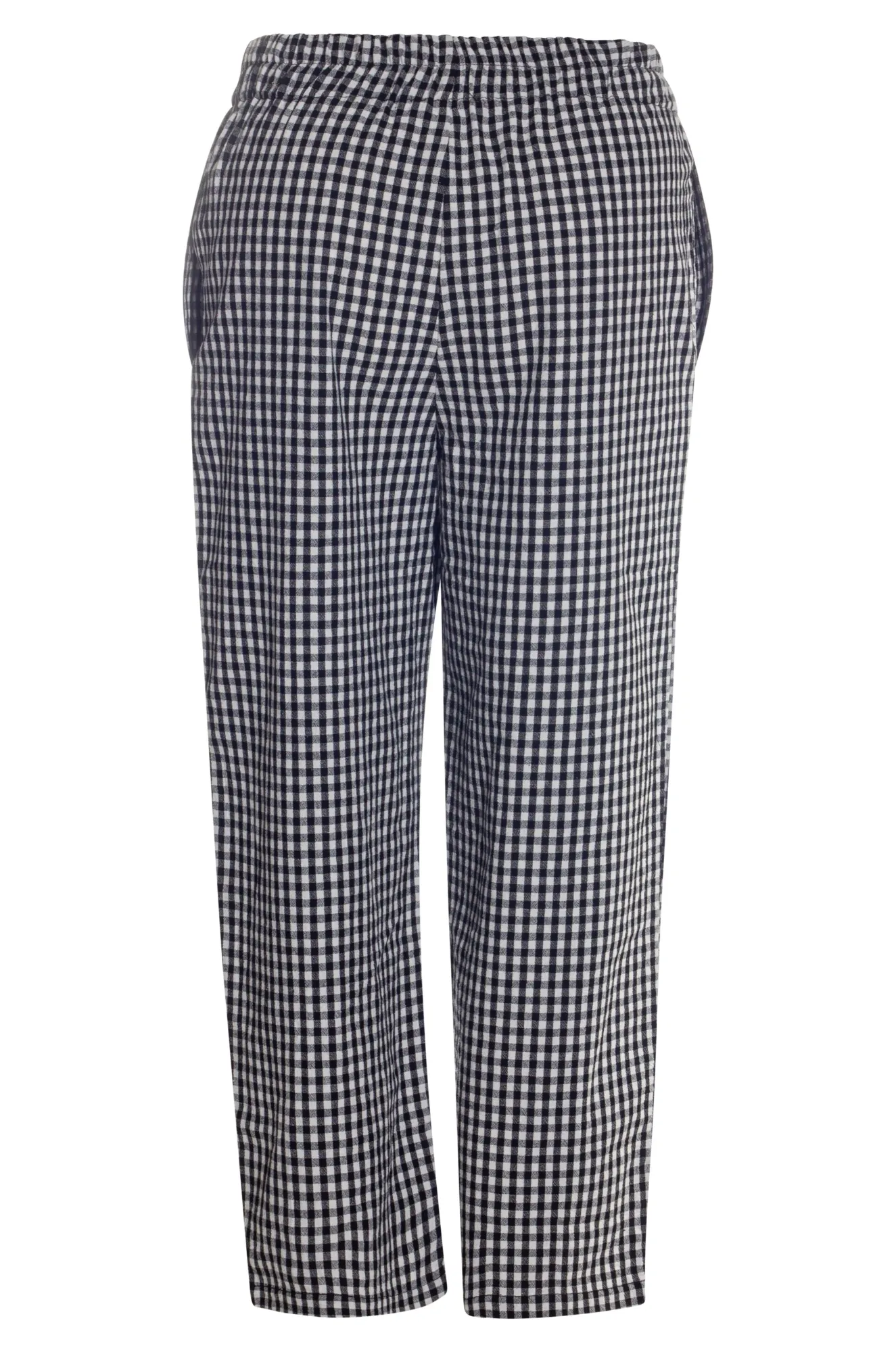 Cotton Linen Checks Mid Calf Pants | BLACK/WHITE | 4081AR