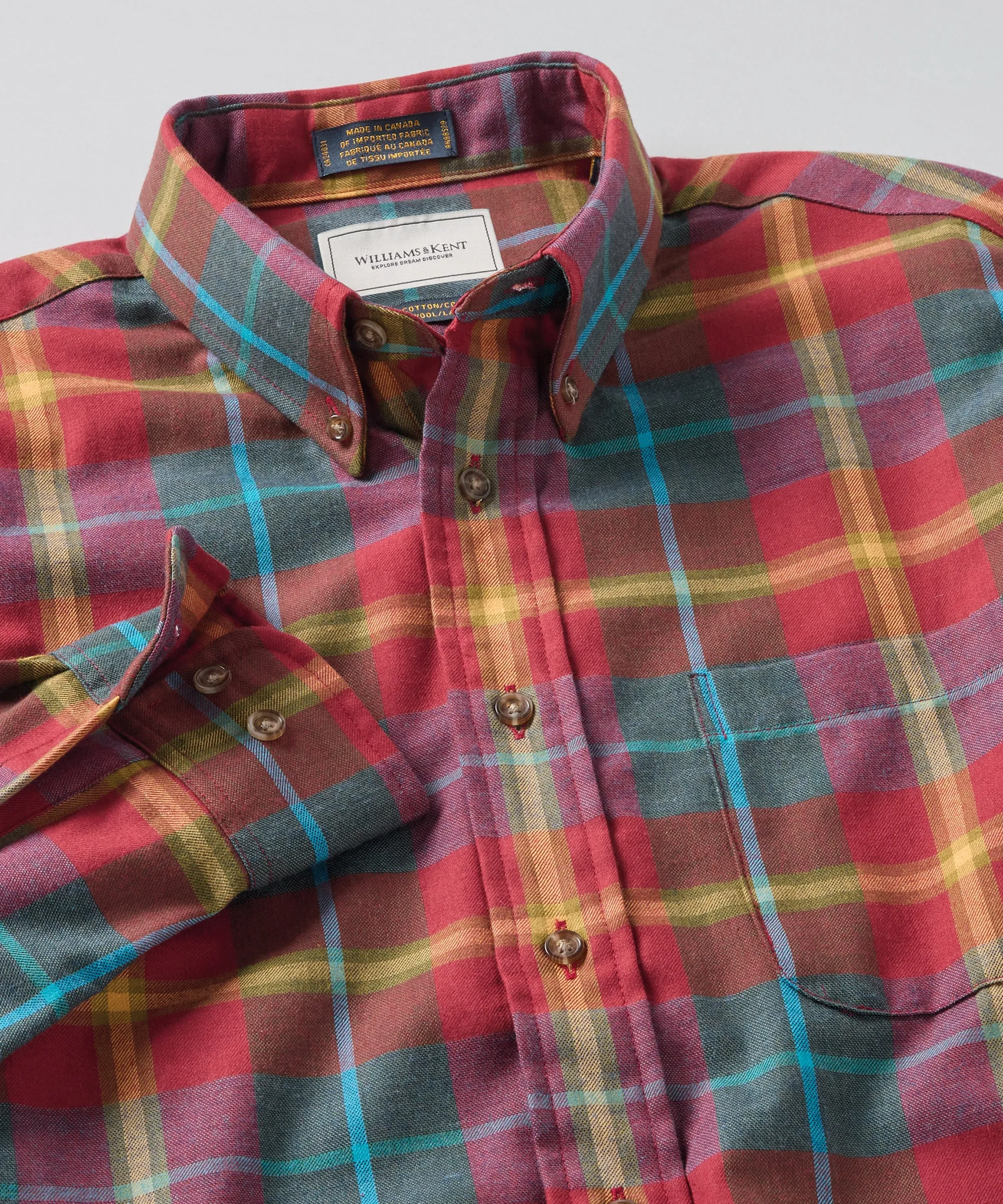 Cotton-Wool Plaid Sport Shirt