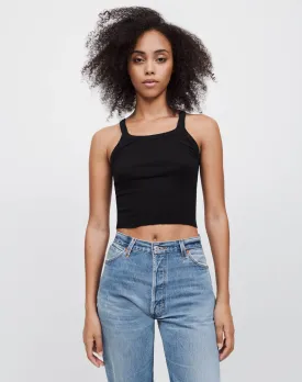 Cropped Rib Tank - Black