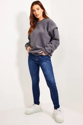 Dakota Charcoal Fleece Oversized Sweatshirt