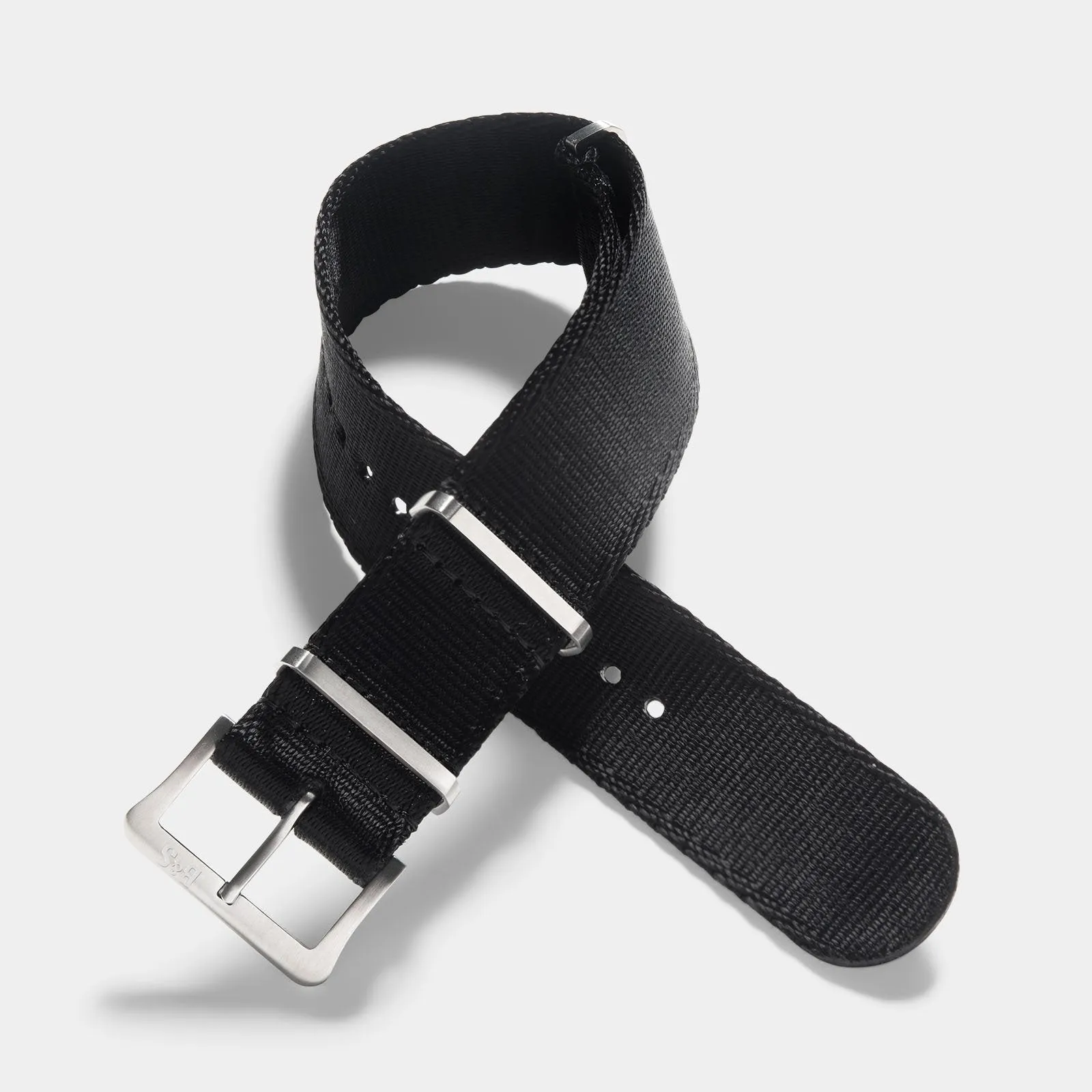 Deluxe Nylon Single Pass Watch Strap Pure Black