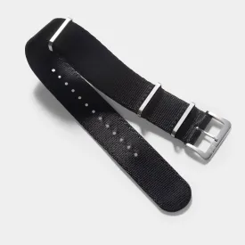 Deluxe Nylon Single Pass Watch Strap Pure Black