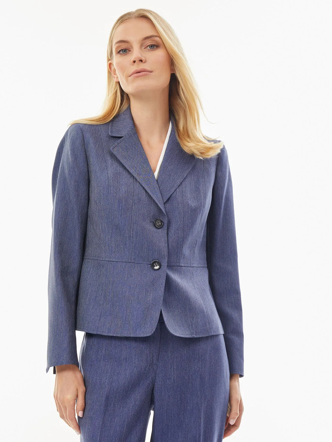 Denim Twill Tailored Two-Button Blazer