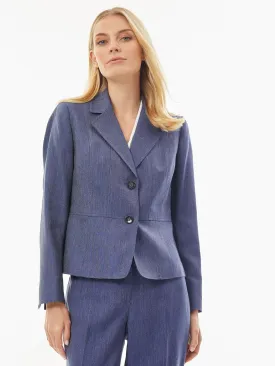 Denim Twill Tailored Two-Button Blazer