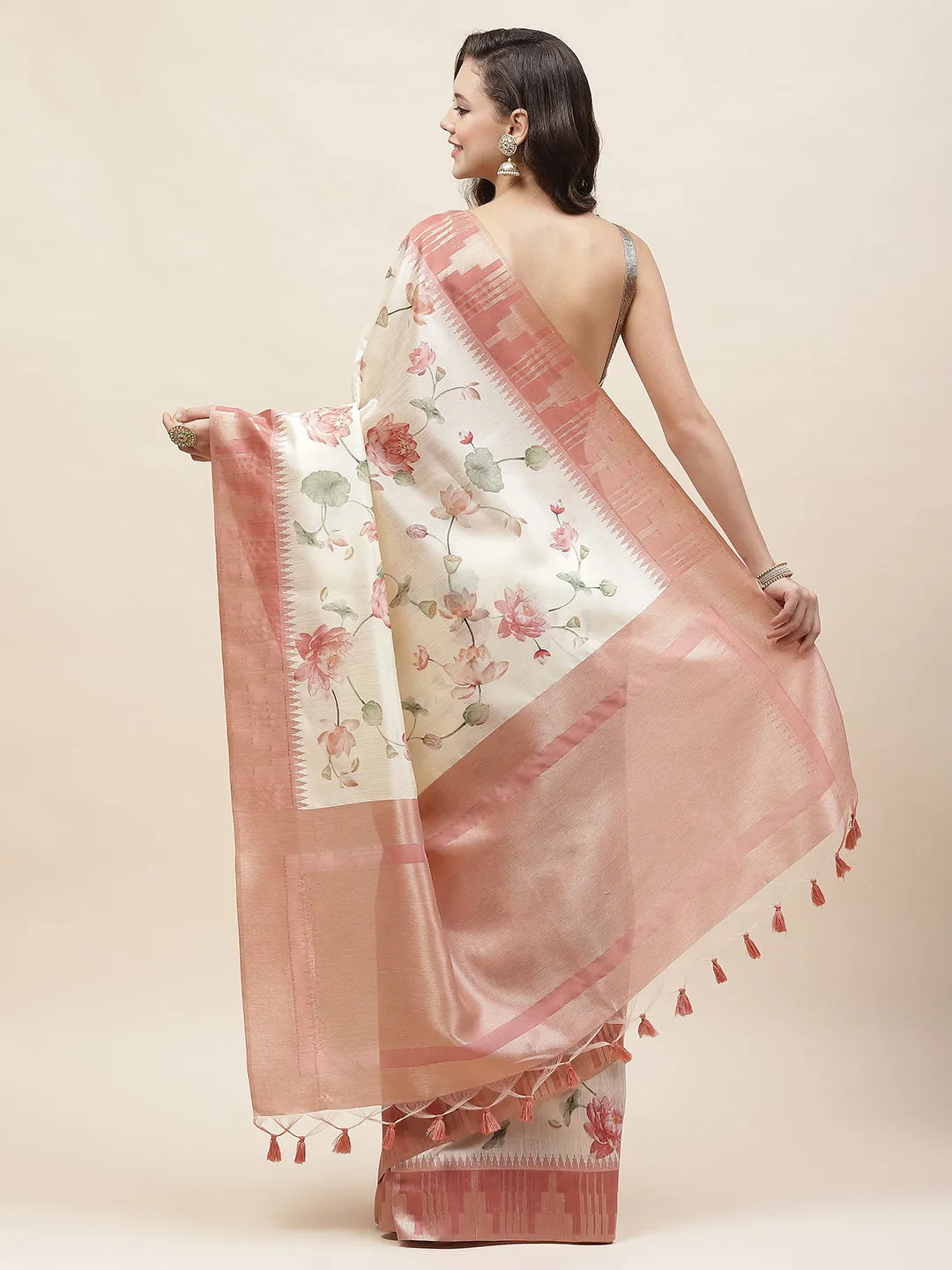 Digital Floral Printed Cotton Saree