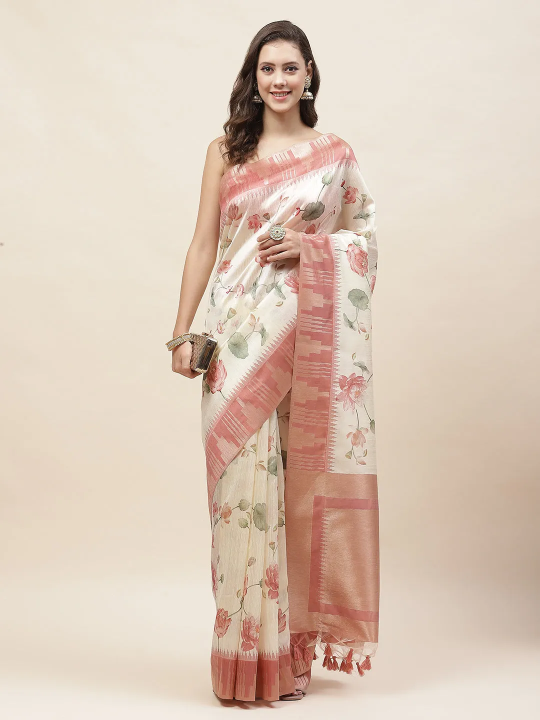 Digital Floral Printed Cotton Saree