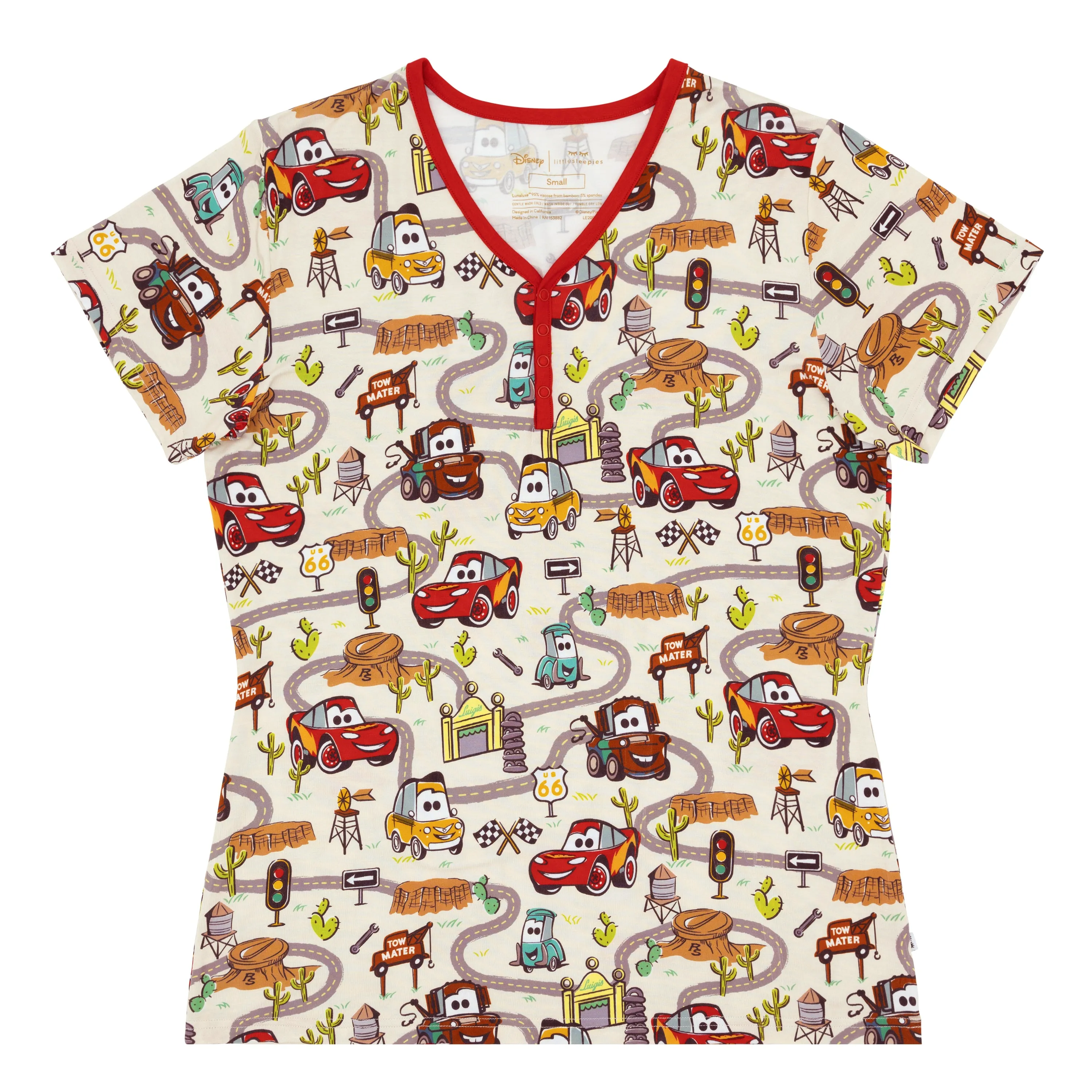 Disney Pixar Radiator Springs Women's Short Sleeve Pajama Top