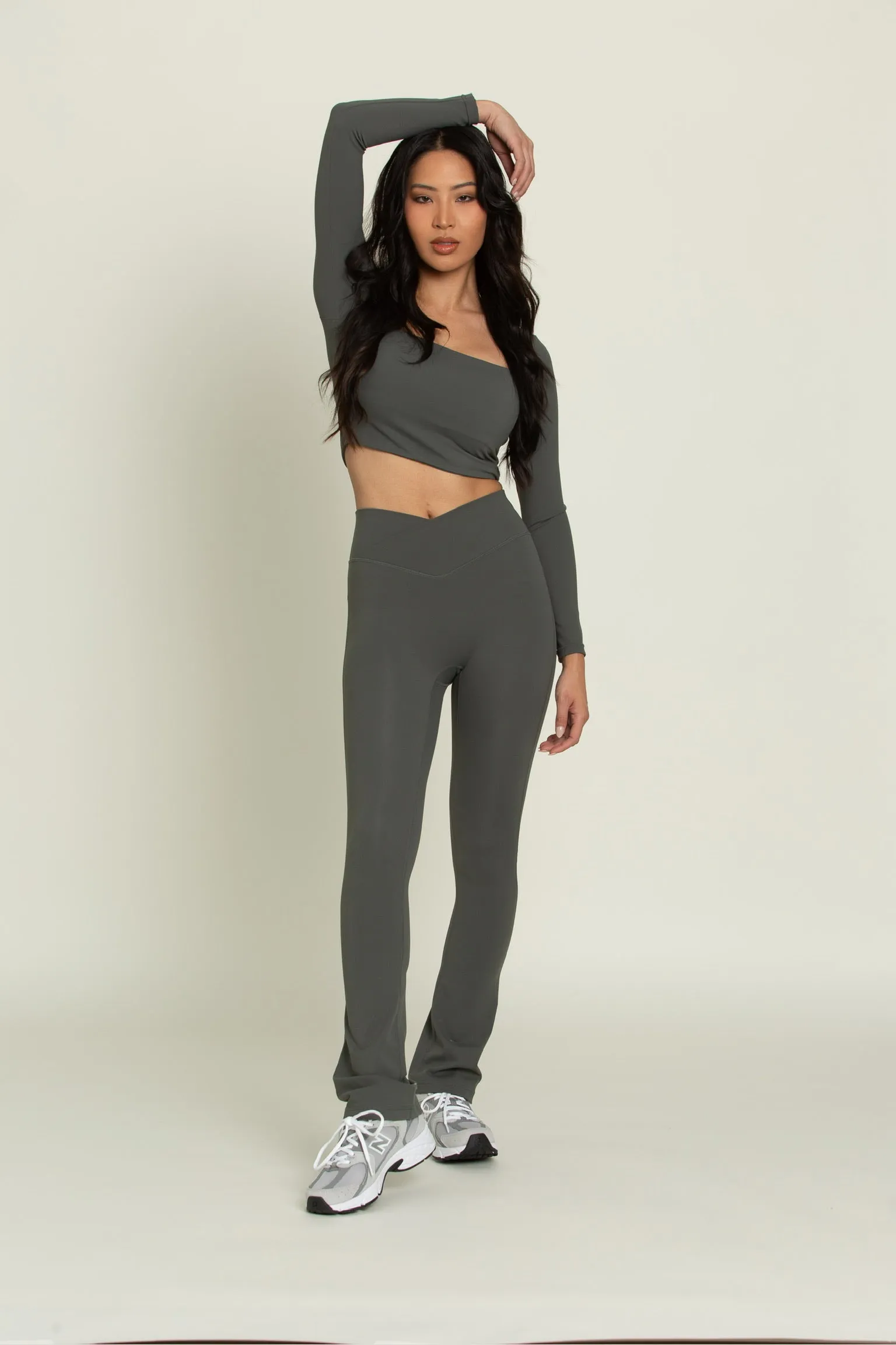 Dull Pine Flare Yoga Pants