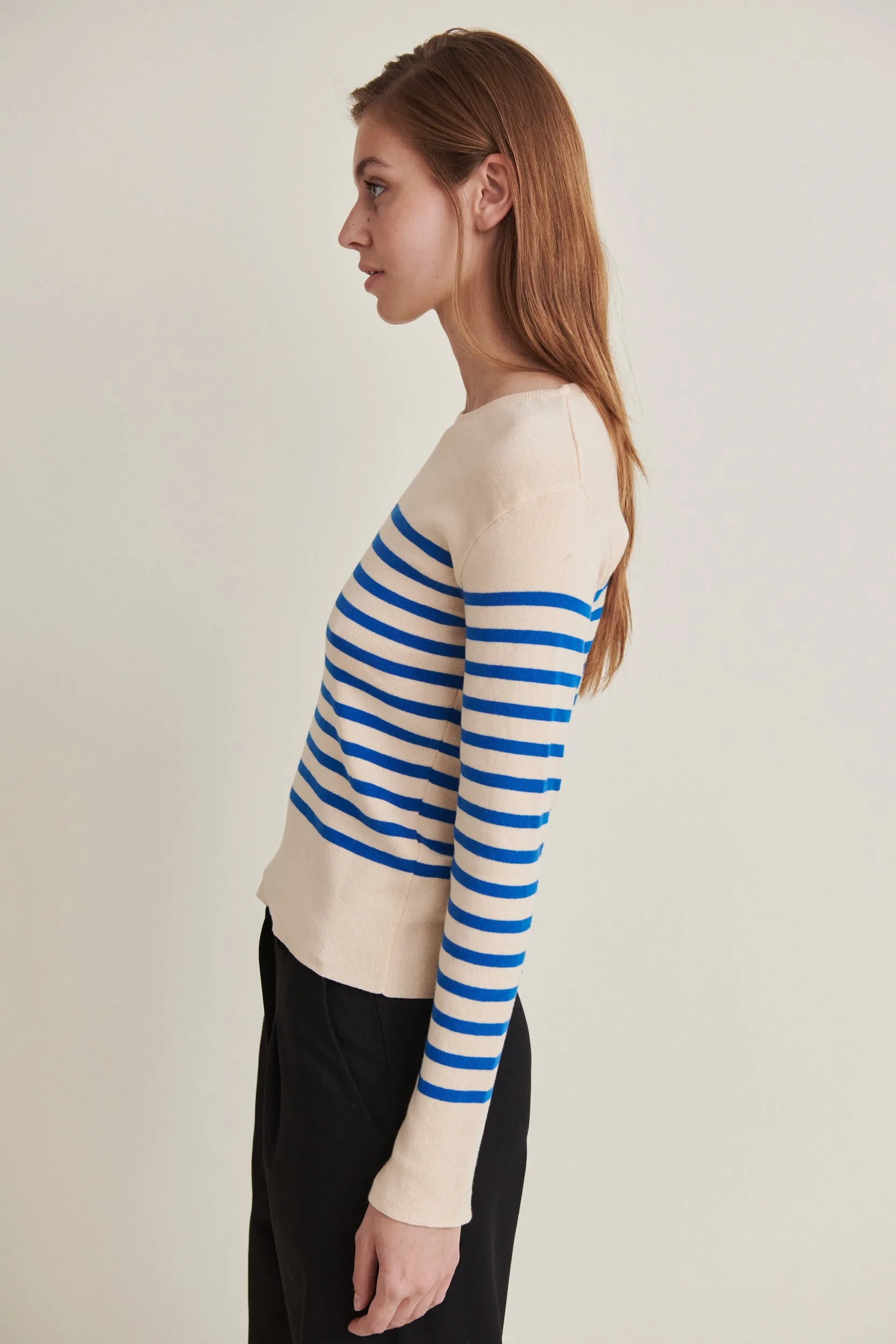 Ella Sweater - Birch / Classic blue