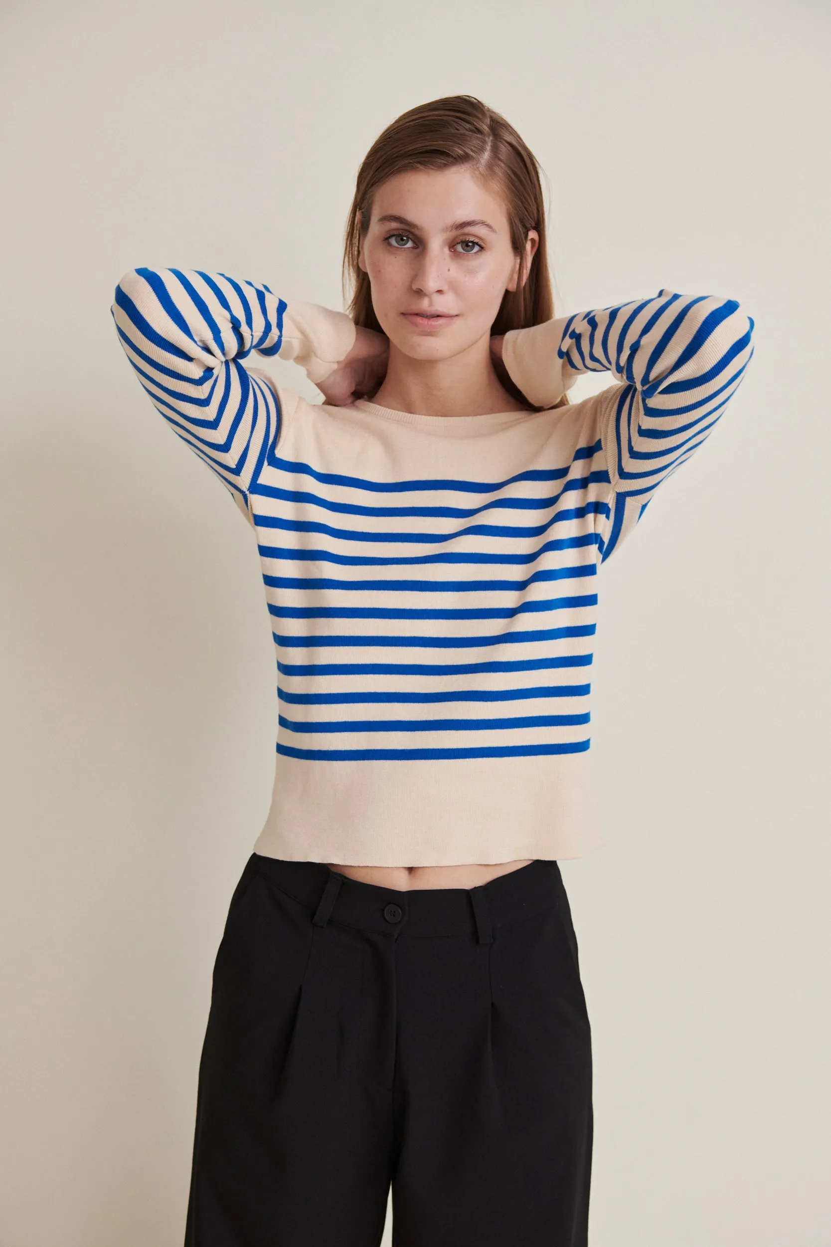 Ella Sweater - Birch / Classic blue