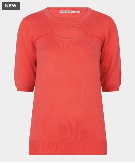 Esqualo Open Front Sweater | Coral   Blue